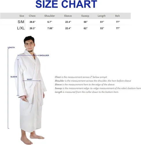 Vista 11 de Superior Men's Traditional Premium Turkish Cotton Lightweight Long Bathrobe with Pockets