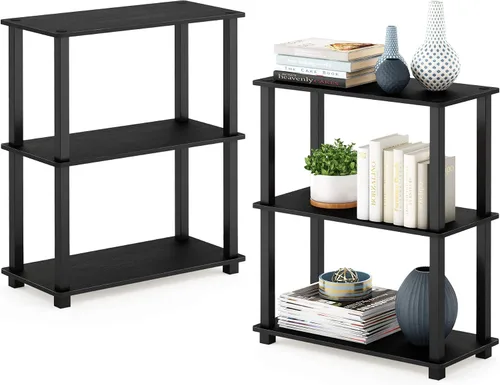 Vista 66 de Furinno Turn-N-Tube - Estantes de almacenamiento, estante para libros de 3 niveles, estante esquinero, estantes abiertos sin herramientas