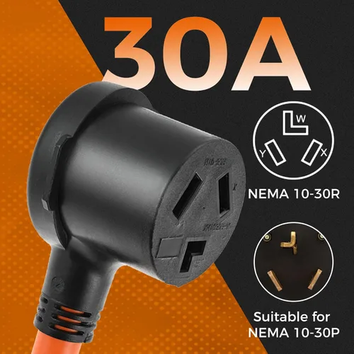 Vista 4 de Cable adaptador de secadora NEMA 5-15P a 10-30R, 1.5 pies