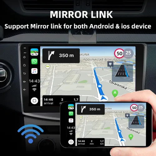 Vista 3 de Estéreo de coche doble DIN de 10 pulgadas, pantalla Apple CarPlay, 2G+32G, pantalla Bluetooth Android Auto con cámara de respaldo, pantalla táctil