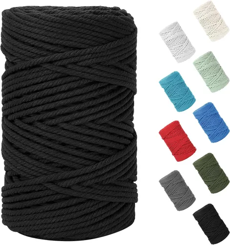 Vista 153 de Cuerda de macramé de 0.079 in x 220 yardas (656 pies), cuerda de algodón natural para colgar en la pared, ganchos de plantas, manualidades Verde