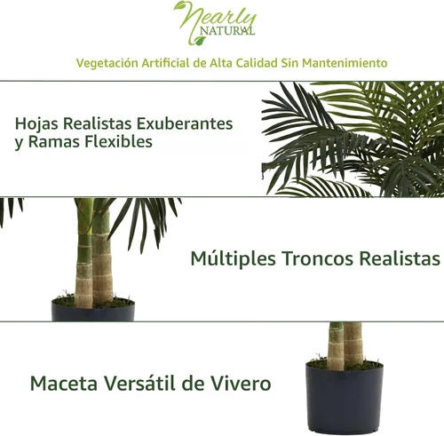 Vista 3 de Palmera de areca artificial de caña de oro Nearly Natural