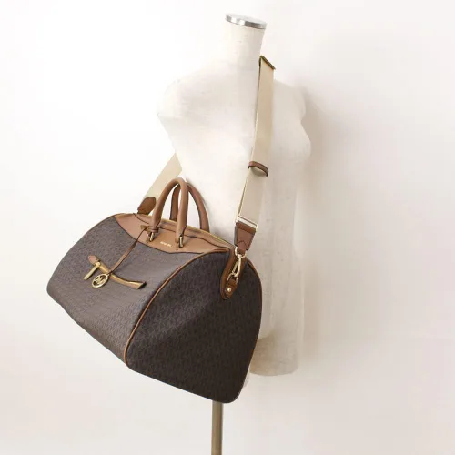 Vista 5 de Michael Kors Bolsa de lona extra grande con cremallera superior, Marrón