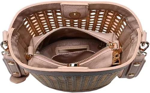 Vista 5 de Bolso bandolera ligero de ratán para mujer, primavera, verano, para mujer