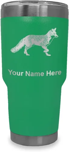 Vista 29 de LaserGram Vaso aislado al vacío de 20 onzas, zorro, grabado personalizado incluido (negro)