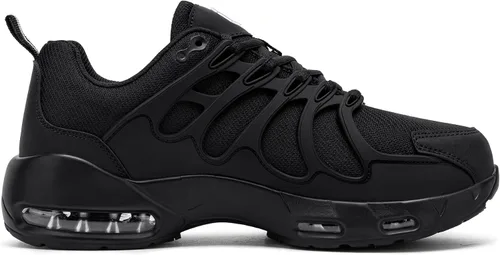 Vista 7 de LARNMERN Zapatos deportivos con punta de acero para hombre, doble amortiguación de aire, antideslizantes, zapatos de seguridad para trabajo