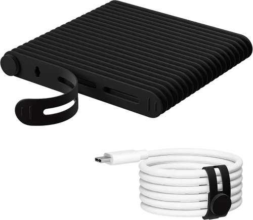 Vista 10 de 20 unidades de bridas reutilizables para cables Nearockle, bridas ajustables de silicona para organizar cables pequeños, bridas de cierre