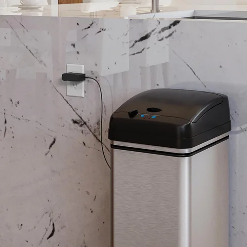 Vista 2 de iTouchless Sensor automático sin contacto oficial y certificado, certificación UL, longitud de cable largo, cubo de basura, adaptador de CA