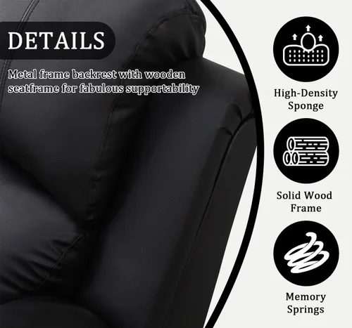 Vista 6 de Juego de sofá modular reclinable manual para sala de estar, sofá reclinable en forma de L, seccional de cuero con portavasos/almacenamiento