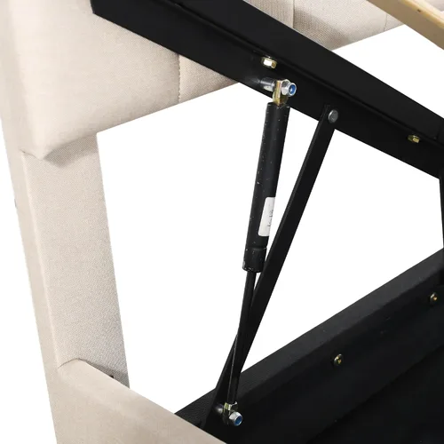 Vista 5 de Harper & Bright Designs Base de cama con plataforma de almacenamiento elevable de tamaño individual con cabecera capitonada de canal vertical Beige