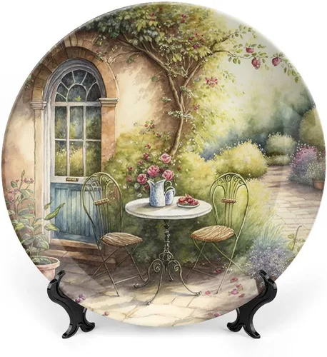 Vista 9 de Plato decorativo de pintura de pájaros chinos y flores, platos de cerámica para decoración del hogar, regalos de boda, platos de cena para sala