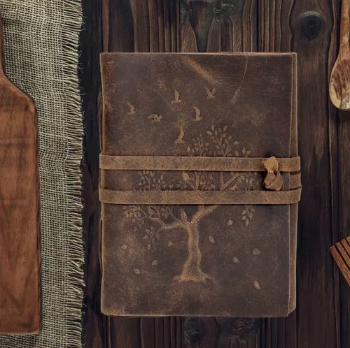 Vista 3 de Diario de árbol de la vida, diario de cuero, cuaderno de cuero, diario vintage, diario de 200 páginas, diario de árbol de la vida para mujeres