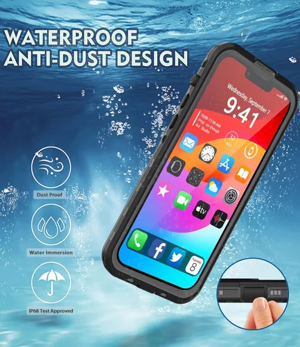 Vista 3 de Funda magnética para iPhone 14 impermeable, [lente y protector de pantalla integrados] [a prueba de golpes] [a prueba de caídas] [a prueba de polvo]