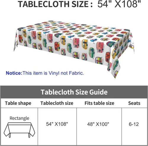 Vista 7 de DPLin Mantel de camping impermeable reutilizable para mesa de pícnic, mantel Happy Camper, manta de picnic al aire libre