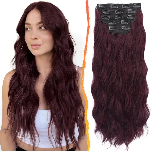 Vista 29 de BARSDAR Extensiones de cabello ondulado con clip negro marrón - 14 pulgadas, extensiones de cabello corto ondulado con clip para mujer - 5 piezas