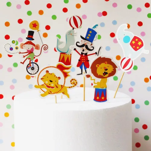 Vista 2 de Decoración para cupcakes de circo, 24 piezas de adornos de carnaval para cupcakes