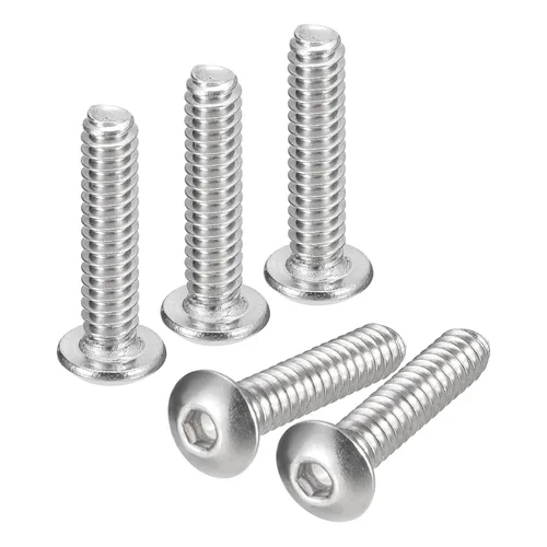 Vista 8 de uxcell #2-56x1 Tornillos con cabeza de botón y muesca hexagonal, 50 unidades de pernos hexagonales de acero inoxidable 304, tornillos allen de rosca