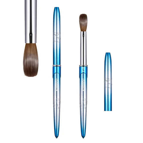Vista 26 de Pincel para uñas acrílicas tamaño 16, pinceles de arte de uñas 100% puro Kolinsky de KEMEISI con mango resistente, forma ovalada, herramientas
