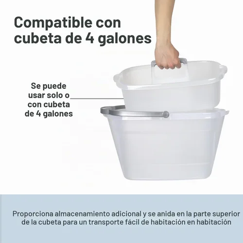 Vista 4 de Casabella Organizador de almacenamiento de limpieza multiusos de plástico con asa, 1.5 galones, transparente