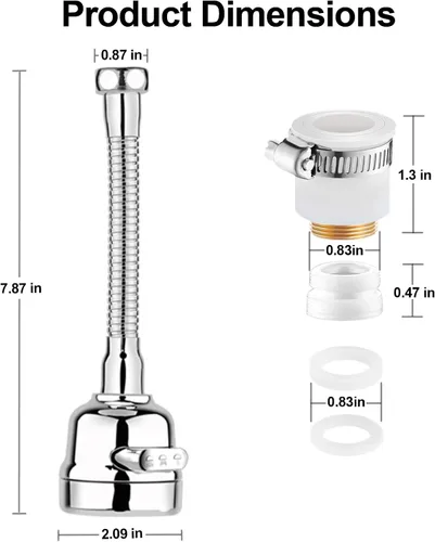 Vista 10 de Accesorio de rociador de llave, cabezal de llave de cocina de repuesto giratorio de 360° extensor de llave de 3 velocidades con adaptador universal