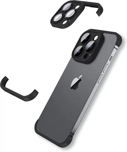 Vista 10 de LEKEVO Funda sin marco para iPhone 15 Pro Max con protector de lente de cámara, funda delgada de TPU suave a prueba de golpes, carcasa minimalista