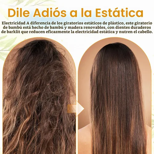 Vista 3 de Juego de 3 peines de bambú para dientes anchos, peine de madera para cabello rizado, grueso, húmedo, antiestático, con dientes de baquelita, peines