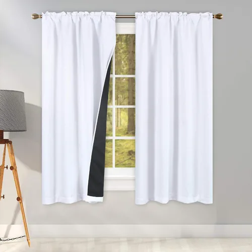 Vista 43 de KEQIAOSUOCAI Aqua - 100 cortinas opacas con forro negro para dormitorio, paneles de cortina totalmente opacas para sala de estar, cortinas aislantes