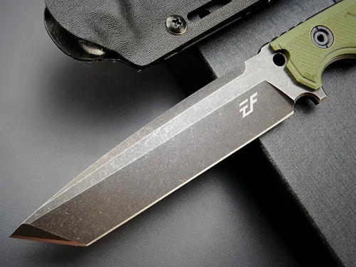 Vista 4 de Eafengrow EF129 Cuchillo de hoja fija, hoja tanto de acero DC53, mango G10, cuchillos fijos de espiga completa, cuchillo recto para campamento Verde
