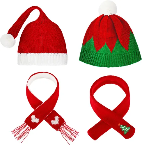 Vista 12 de Bencailor Paquete de 4 sombreros de Navidad para muñecas, color brillante