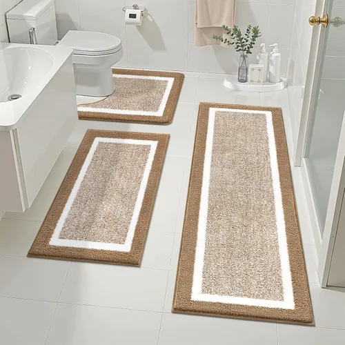 Vista 8 de Pauwer Juego de baño, alfombras de baño antideslizantes, alfombras de ducha absorbentes para suelo de baño, bañera y ducha, color azul aguamarina
