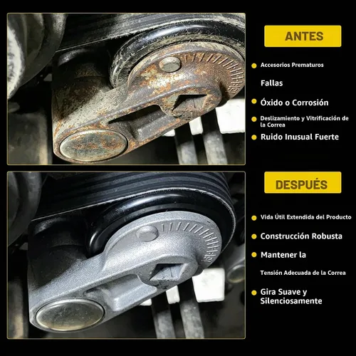 Vista 5 de Dasbecan 90K-38159 Kit de tensor de correa A/C ACK040378HD Correa de compresor de CA Compatible con Chevy Tahoe 2000-2008, GMC Yukon 2000-2008