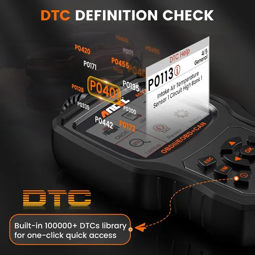 Vista 8 de ANCEL AD530 - Escáner OBD2 para automóvil, lector de código de diagnóstico con definición de código mejorada y gráficos de estado de la batería