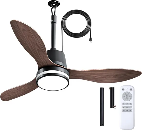 Vista 11 de Amico Ventiladores de techo para exteriores de 36 pulgadas con luces para patios, ventilador de glorieta impermeable IP65, control remoto, 3CCT, 6
