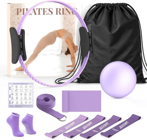 Vista 10 de JKSHMYT Pilates Kit, Pilates Ring and Equipment for Home Workouts Set