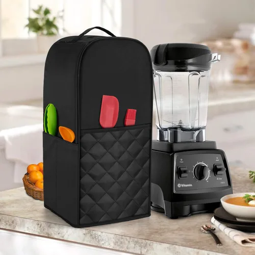 Vista 7 de Luxja Cubierta de licuadora compatible con Vitamix 64 oz. Licuadora de bajo perfil, negra (acolchada)