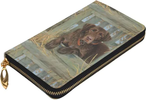 Vista 4 de Cartera larga con cremallera para mujer, Labrador Dog Lab Chocolate, lindo portatarjetas de crédito
