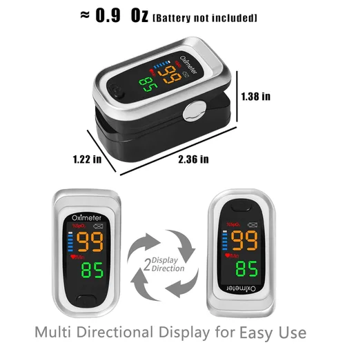 Vista 5 de Oxímetro de pulso con punta de dedo, monitor de frecuencia cardíaca con pantalla LED grande, monitor de saturación de oxígeno en sangre para adultos