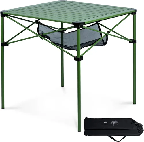 Vista 14 de iClimb Alu ligero y estable. Mesa cuadrada plegable enrollable con bolsa de transporte para camping, picnic, patio trasero, barbacoa, campamento