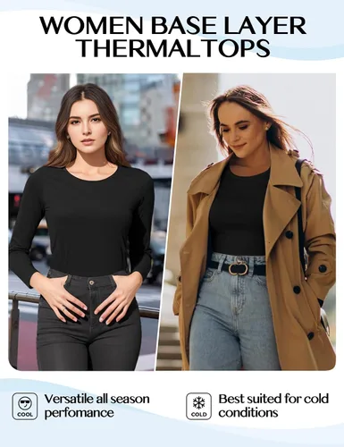 Vista 6 de Ropa interior térmica de manga larga para mujer, camiseta ligera de compresión para mujer, ropa de invierno