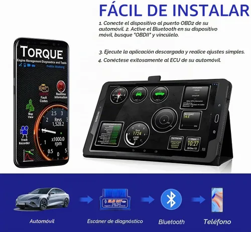 Vista 5 de ELM327 OBDII - Escáner de diagnóstico automático para automóvil, mini interfaz ELM327, lector de código de falla de motor Bluetooth, detector de 1