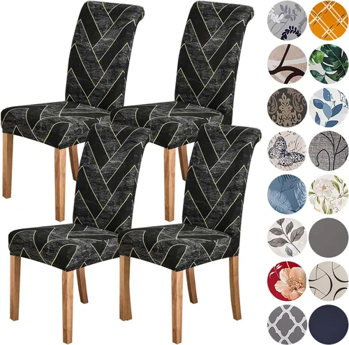 Vista 8 de HZDHCLH Juego de 4 fundas para sillas de comedor color burdeos, fundas elásticas de elastano para sillas Parsons, paquete de 4, fundas de asiento