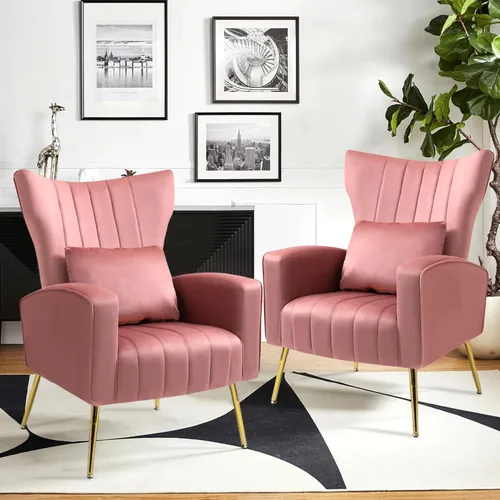 Vista 35 de Silla decorativa de terciopelo con respaldo abatible y cojín lumbar, sillón moderno para sala de estar/dormitorio, silla lateral de recepción