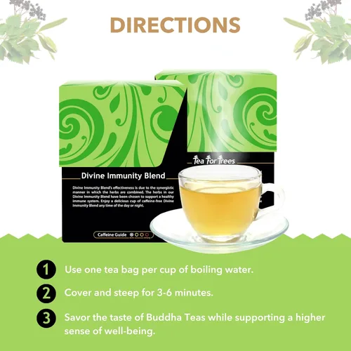 Vista 4 de Buddha Teas - Mezcla Orgánica de Inmunidad Divina - Té Herbal - Para la Salud y el Bienestar - Con Antioxidantes y Minerales - Ingredientes Limpios