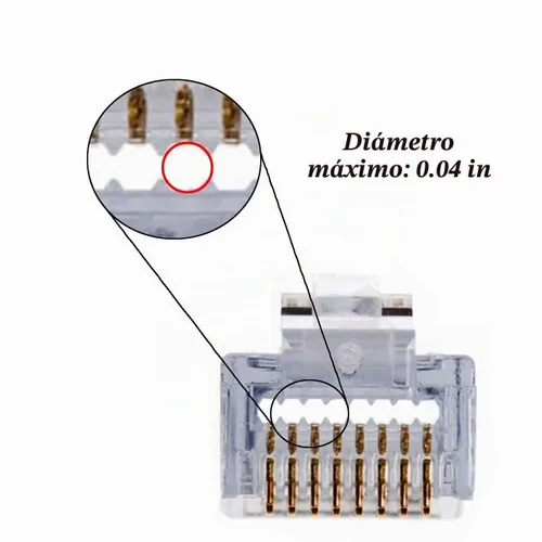 Vista 3 de Conectores RJ45 Cat6 Cat5 extremos chapados en oro 8P8C Ethernet Pass Through Plug (100 unidades)