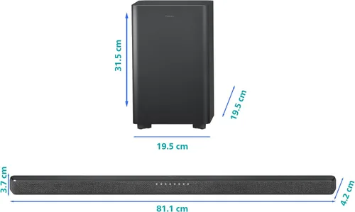Vista 4 de Philips TAB6200 Barra de sonido de 2.1 canales con subwoofer inalámbrico - Bluetooth, HDMI eARC, Dolby Atmos, DTS Virtual:X, 240W Max Power, Negro
