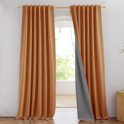 Vista 66 de NICETOWN Cortinas 100% opacas de 63 pulgadas de largo, 2 paneles de cortinas cortas con aislamiento térmico con forro para dormitorio, cortinas