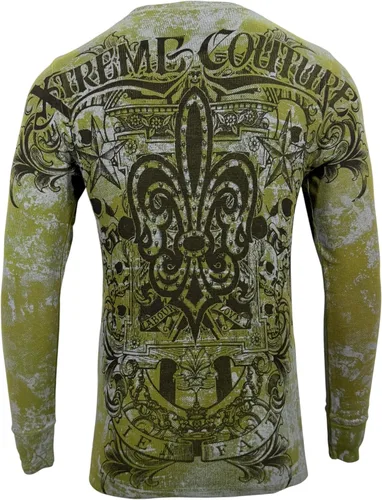 Vista 3 de Xtreme Couture by Affliction - Camisa térmica de manga larga para hombre Verde militar (Patrón)