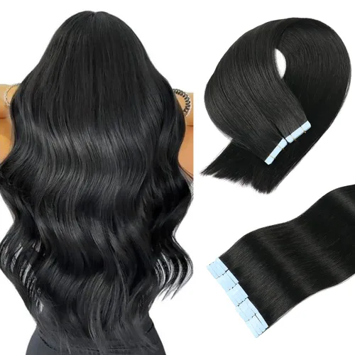 Vista 13 de Extensiones de cabello humano real con cinta, extensiones de cabello humano real de doble trama, extensiones de cabello humano lacio sin costuras