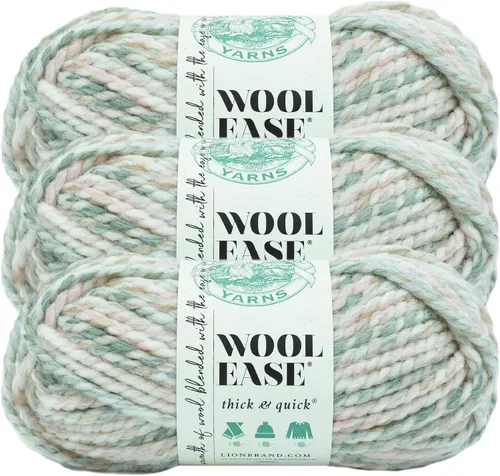 Vista 167 de Lion Brand Yarn - Ovillo de lana Wool-Ease Thick & Quick color fuerza aérea Super Bulky Wool Acrylic Blend Fiber for Soft Hats, Sweaters, Chunky