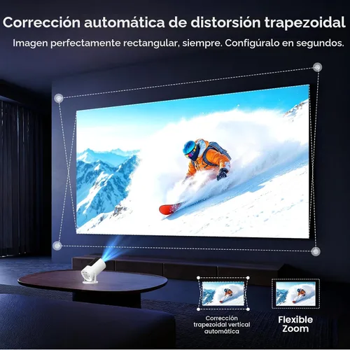 Vista 4 de [Aplicaciones integradas y Keystone automático] Mini proyector, proyector portátil con WiFi 6 y Bluetooth 5.2, proyector inteligente nativo 1080P